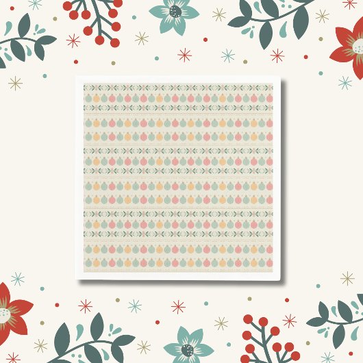 Pastel Christmas Ornaments スタンダードカクテルナプキン