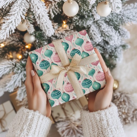 Pastel Christmas Ornaments Wrapping Paper ラッピングペーパー