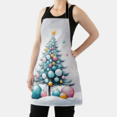Pastel Christmas Oversized Blue Pink Ornament エプロン (インサイチュ)