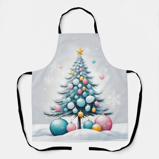 Pastel Christmas Oversized Blue Pink Ornament エプロン (正面)