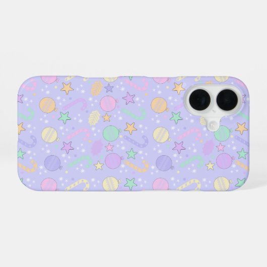 Pastel Christmas Pattern  iPhone 16ケース (裏面横)