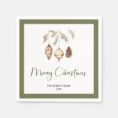 Pastel Christmas Tree Minimal Family Name Napkins スタンダードカクテルナプキン (正面)