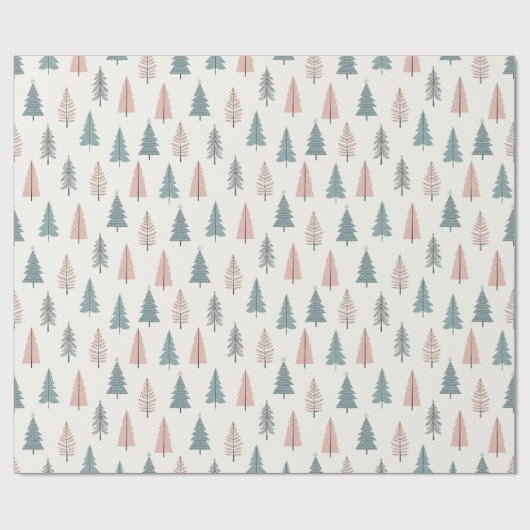 Pastel Christmas Tree Pattern ラッピングペーパー (フラット)