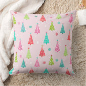 Pastel Christmas Tree Throw Pillow クッション (ブランケット)