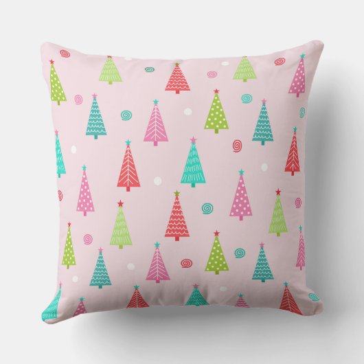 Pastel Christmas Tree Throw Pillow クッション (裏面)