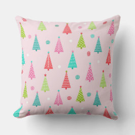 Pastel Christmas Tree Throw Pillow クッション
