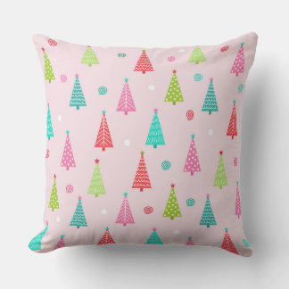 Pastel Christmas Tree Throw Pillow  クッション
