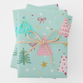 Pastel Christmas Tree Wrapping Paper ラッピングペーパーシート (インサイチュ)