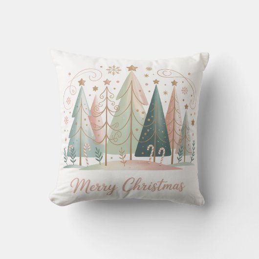 Pastel Christmas Trees クッション (正面)