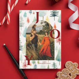 Pastel Christmas Trees Arch Photo Red Joy  シーズンカード