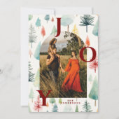 Pastel Christmas Trees Arch Photo Red Joy  シーズンカード (正面)