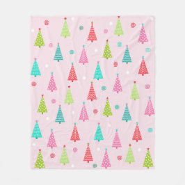 Pastel Christmas Trees Fleece Blanket フリースブランケット