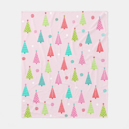 Pastel Christmas Trees Fleece Blanket フリースブランケット (正面)