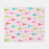 Pastel Christmas Trees Fleece Blanket フリースブランケット (正面(横))
