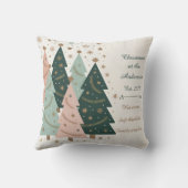 Pastel Christmas Trees Personalized Holiday クッション (裏面)