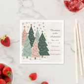 Pastel Christmas Trees Personalized Holiday スタンダードカクテルナプキン (インサイチュ)