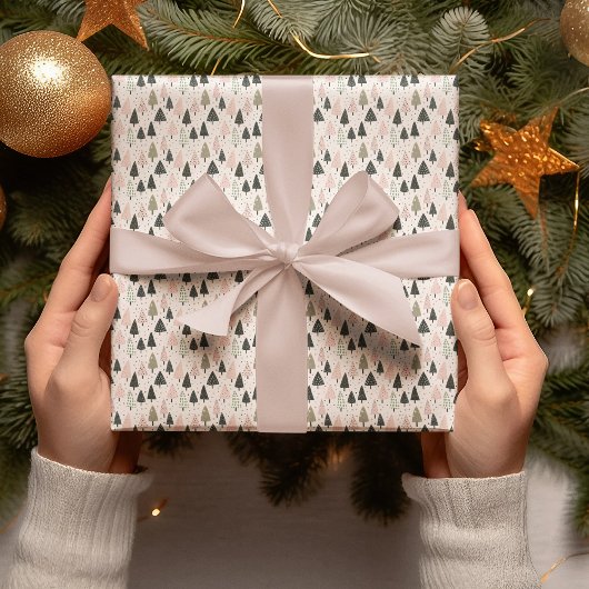 Pastel Christmas Trees Wrapping Paper ラッピングペーパー