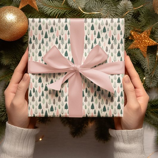 Pastel Christmas Trees Wrapping Paper ラッピングペーパー
