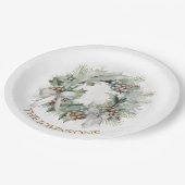 Pastel Christmas Wreath & Custom Name Paper Plates ペーパープレート (アングル)