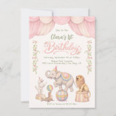 Pastel Circus Birthday Party 招待状 (正面)