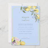 Pastel Citrus Blue Watercolor Floral Wedding 招待状 (正面)