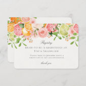 Pastel Citrus Floral Bridal Registry Insert エンクロージャーカード (正面/裏面)