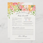 Pastel Citrus Floral Cutie Advice for Baby Card 招待状 (正面/裏面)