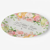 Pastel Citrus Floral Cutie Baby Shower Dessert ペーパープレート (アングル)