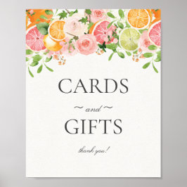 Pastel Citrus Floral Cutie Cards and Gifts Sign ポスター