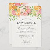 Pastel Citrus Floral Little Cutie Baby Shower 招待状 (正面/裏面)