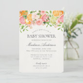 Pastel Citrus Floral Little Cutie Baby Shower 招待状 (スタンド正面)