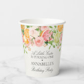 Pastel Citrus Floral Little Cutie Birthday Party 紙コップ (裏面)