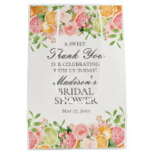 Pastel Citrus Floral Main Squeeze Bridal Shower ミディアムペーパーバッグ (裏面)