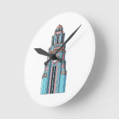 Pastel Clock Tower: Art Deco Delight Sticker ラウンド壁時計 (傾斜)