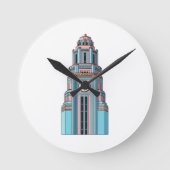 Pastel Clock Tower: Art Deco Delight Sticker ラウンド壁時計 (正面)