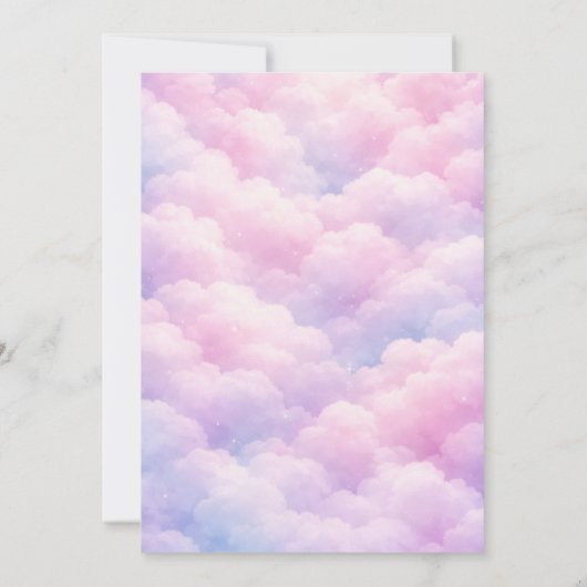 Pastel Cloud Unicorn Dreamscape Girl 10th Birthday 招待状 (裏面)