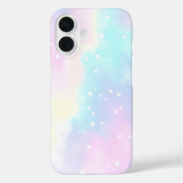 Pastel Cloudy Sky with Stars Dreamy Design iPhone 16ケース