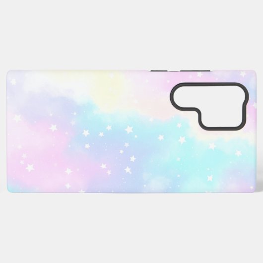 Pastel Cloudy Sky with Stars Dreamy Design Samsung Galaxyケース (裏面横)