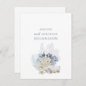 Pastel Coastal Coral Seashell Couple Names ノートカード (正面/裏面)