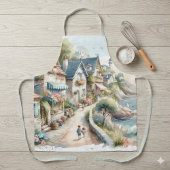 Pastel Coastal Cottage Village Escape エプロン