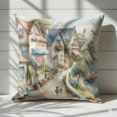 Pastel Coastal Cottage Village Escape クッション