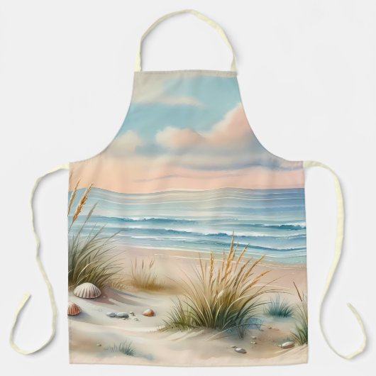 Pastel Coastal Dunes Watercolor エプロン (正面)