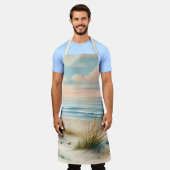 Pastel Coastal Dunes Watercolor エプロン (着用した状態)