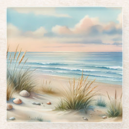 Pastel Coastal Dunes Watercolor ガラスコースター