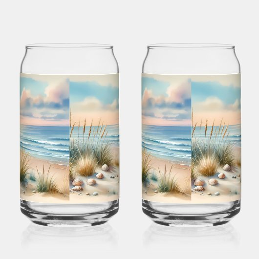 Pastel Coastal Dunes Watercolor ガラス缶 (右)