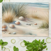 Pastel Coastal Dunes Watercolor キッチンタオル (折り畳み)