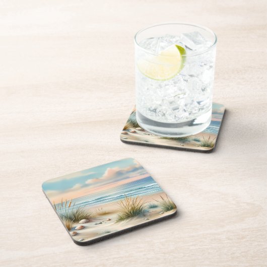 Pastel Coastal Dunes Watercolor コースター (右側)