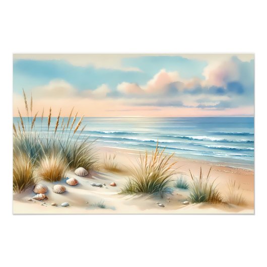 Pastel Coastal Dunes Watercolor フォトプリント (正面)