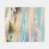 Pastel Coastal Dunes Watercolor フリースブランケット (正面(横))
