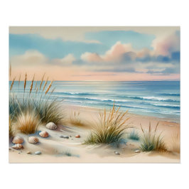 Pastel Coastal Dunes Watercolor ポスター
